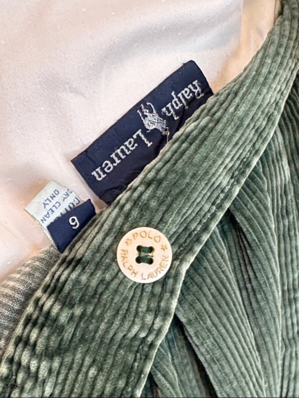 Vintage Ralph Lauren Green Cotton Corduroy Prairie Midi Skirt size 6 - Picture 8 of 12